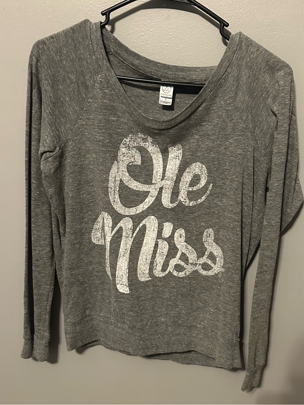 Ole Miss Gray Long-Sleeve Women's Pullover Sweater
